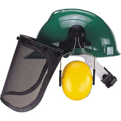 Helmet + earmuff + mesh visor - Helmet + earmuff + mesh visor