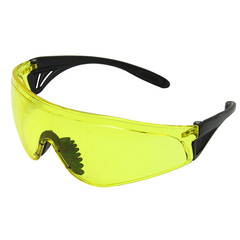 Yellow wrap around lens safety spctacle